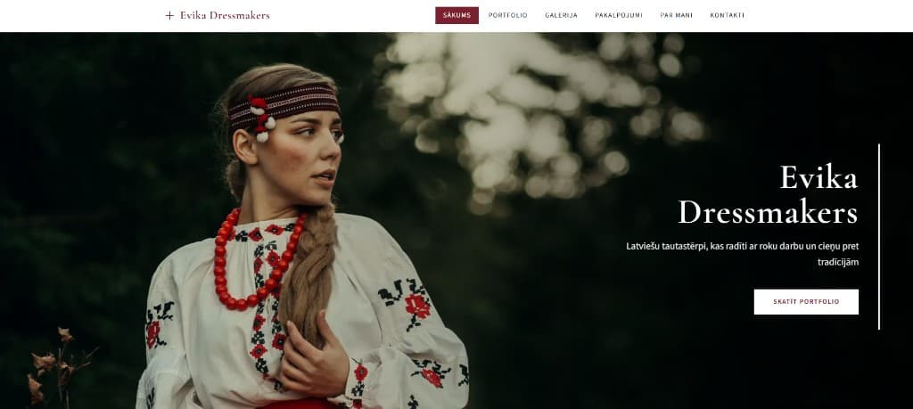 Evita Dressmakers Mājas lapa projekta priekšskatījums