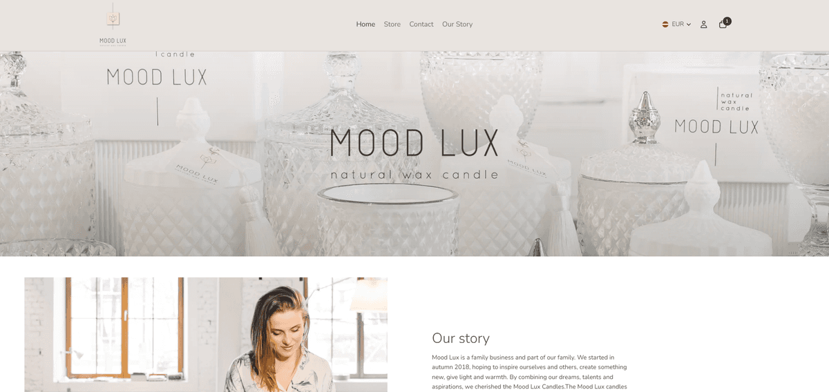 MoodLux Candles E-veikals projekta priekšskatījums